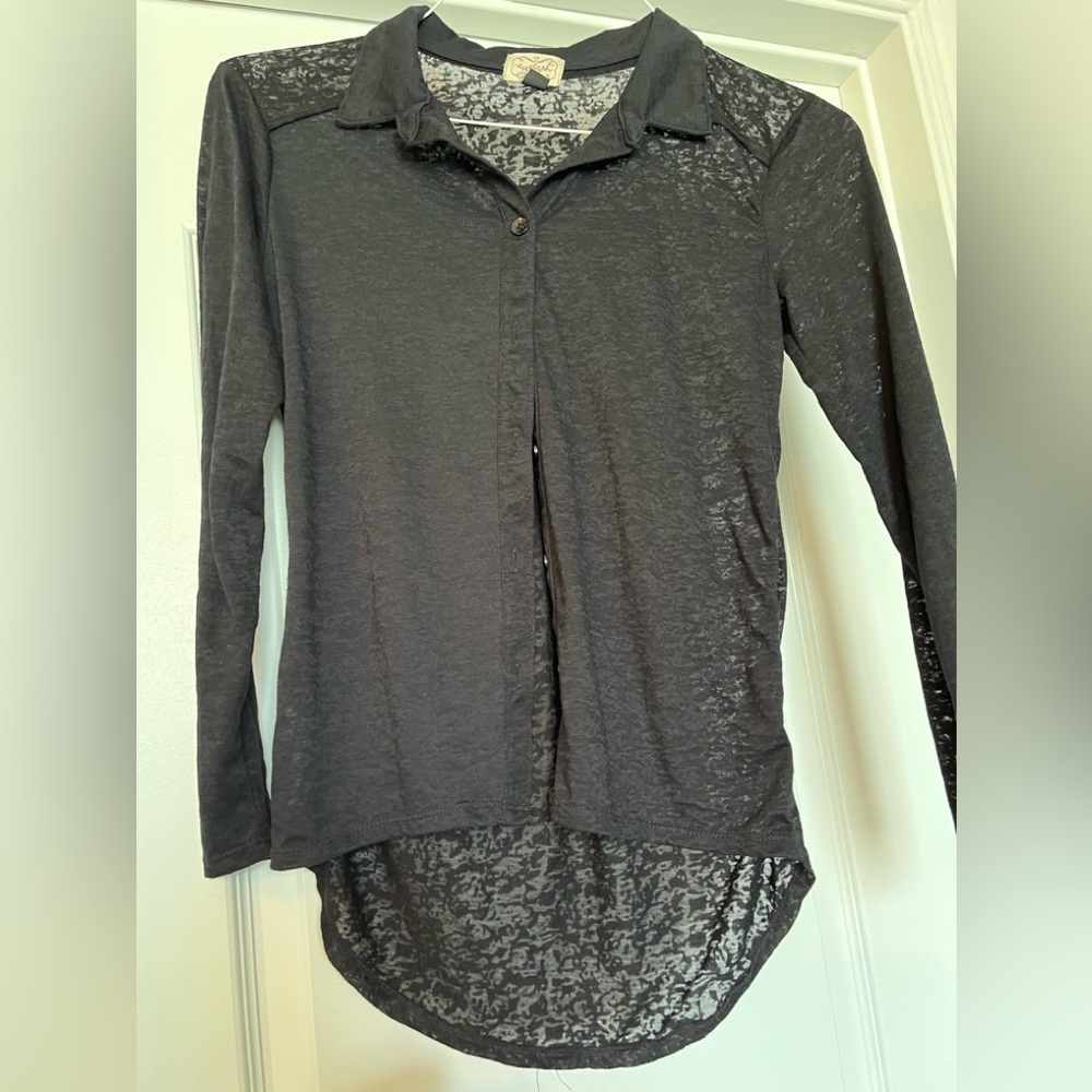 Women’s Dress Top, Black, Sheer, XS